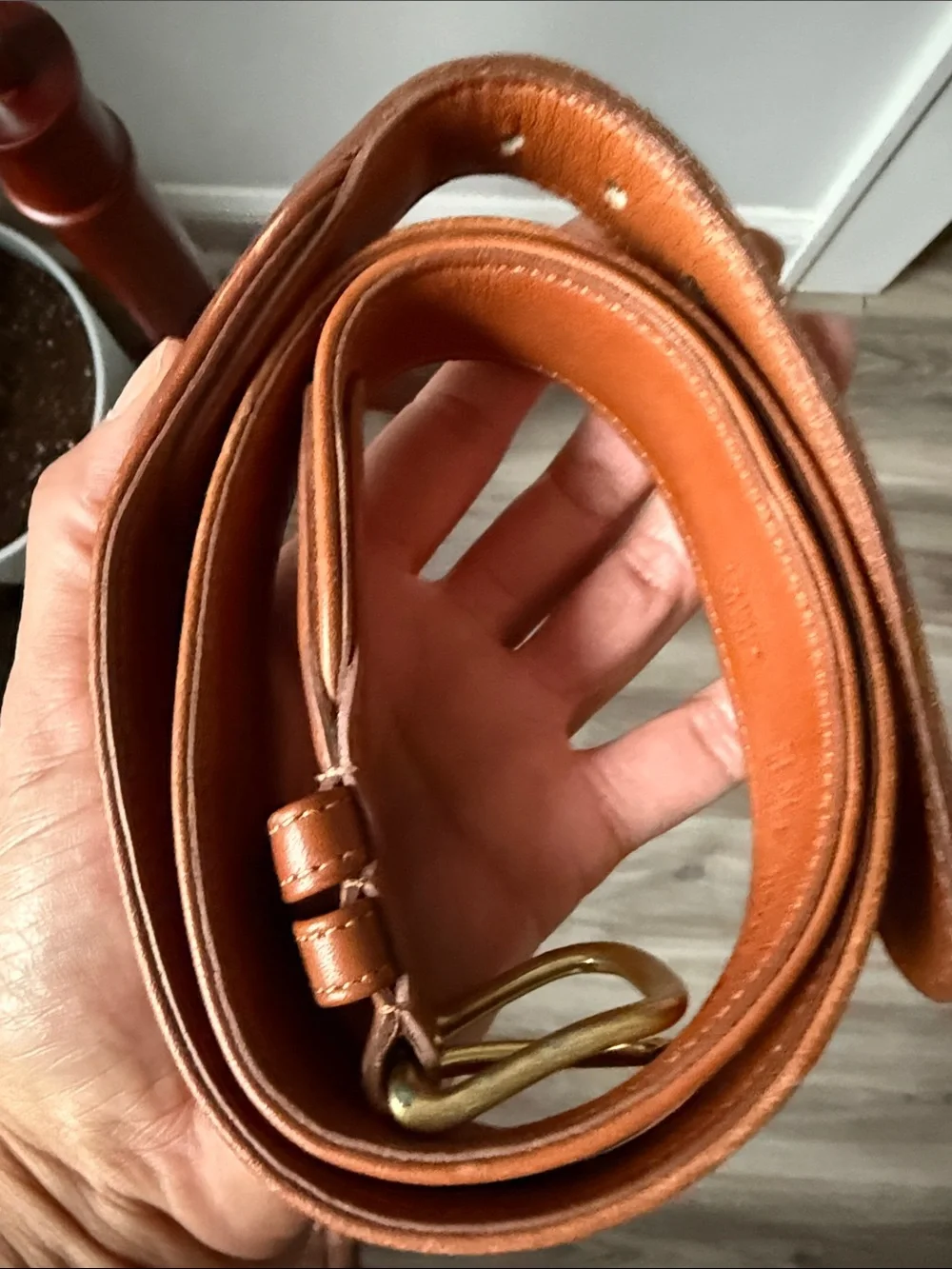 Coach Leather Waist Belt in Cognac with Brass Buckle Classic Brown Cowhide 1”